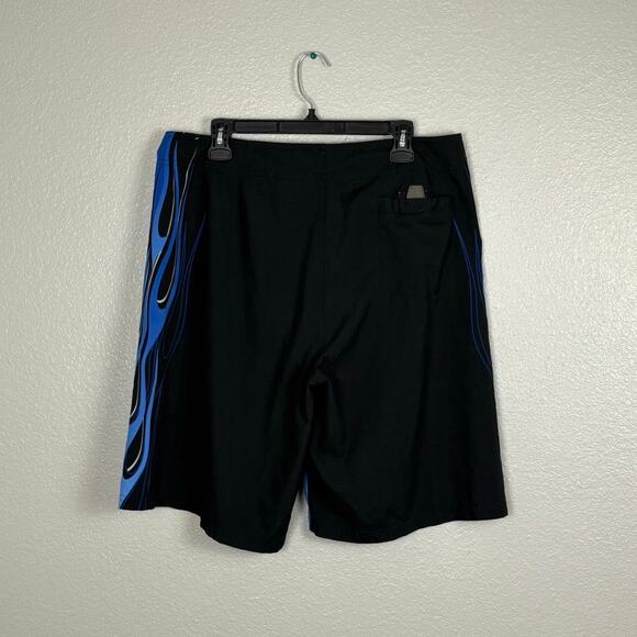 No Boundaries 2010s Size 36 Blue Black Flame Print Polyester Men’s Swimtrunks - Picture 9 of 14